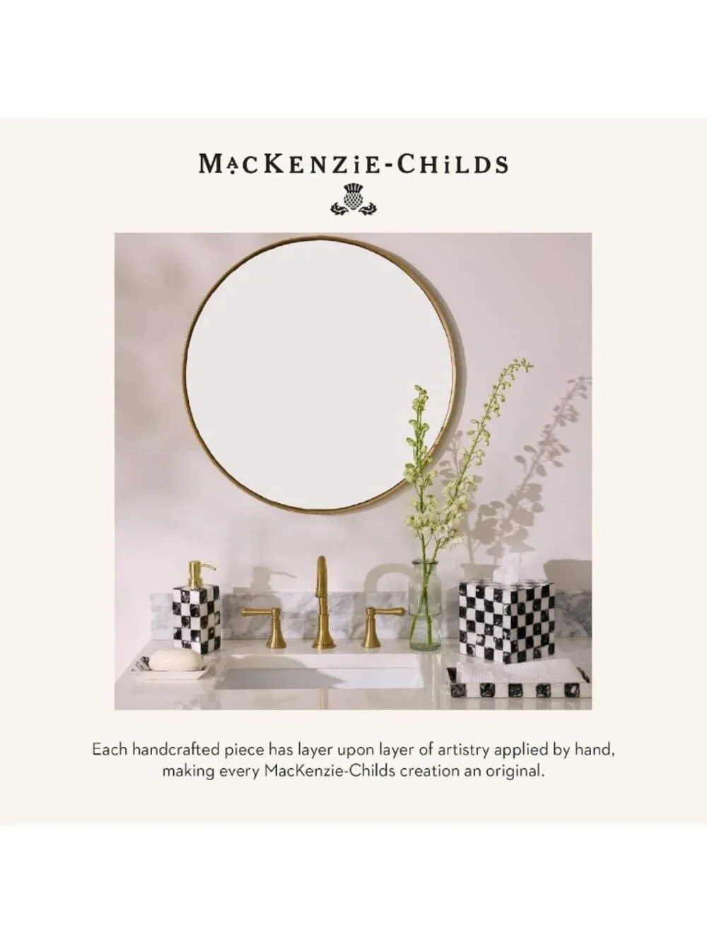 Elegant Rectangular Capiz Vanity Tray - Black & White Check Decor Accent